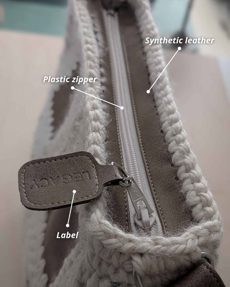 Handmade Crochet & Leather Crossbody Bag - "LEGACY" - photo 3