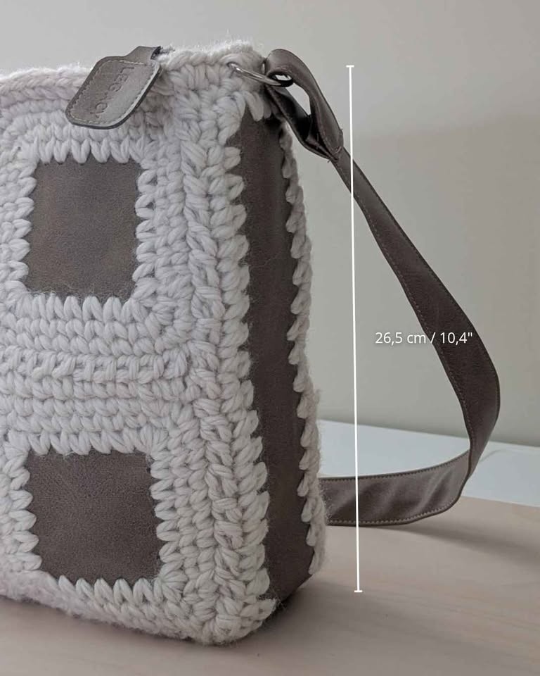 Handmade Crochet & Leather Crossbody Bag - "LEGACY" - photo 5