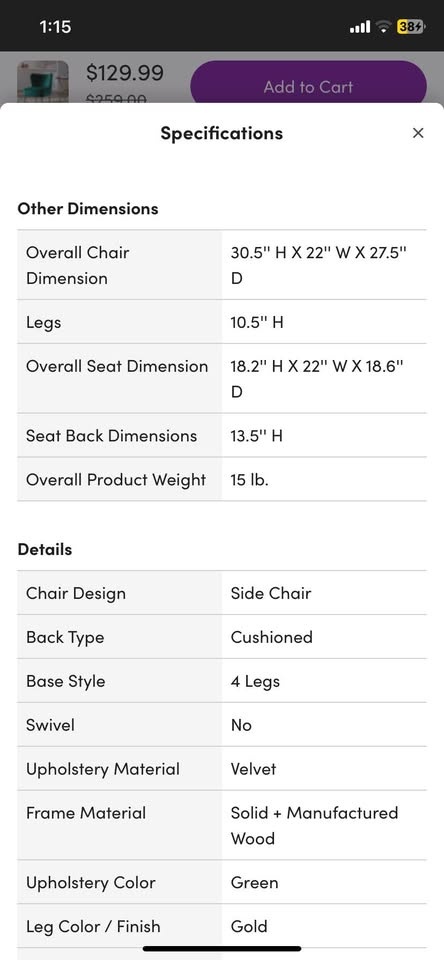 Velvet Green Desk/Accent Chair - photo 3