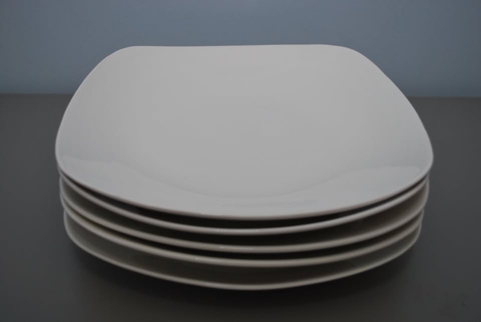 White Ceramic Plates - Set of 5