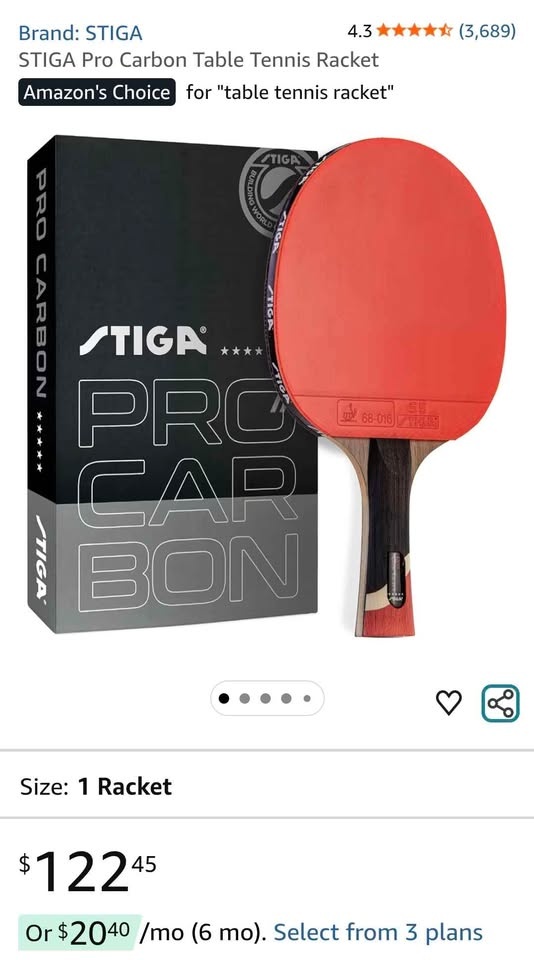 Brand New | STIGA Pro carbon table tennis racket