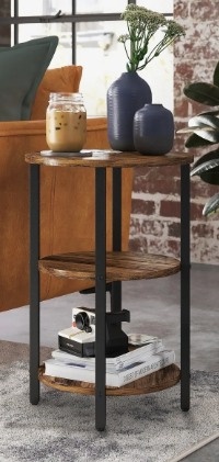 Round End Table with 3-Tier Storage Shelves - photo 3