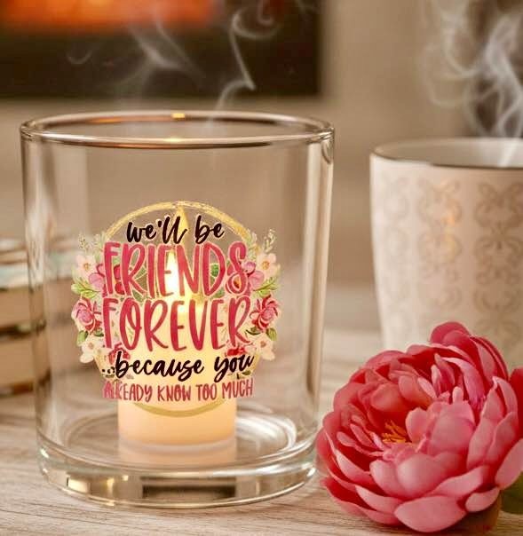 Friends Forever Glass Candle Holder - Great Gift!