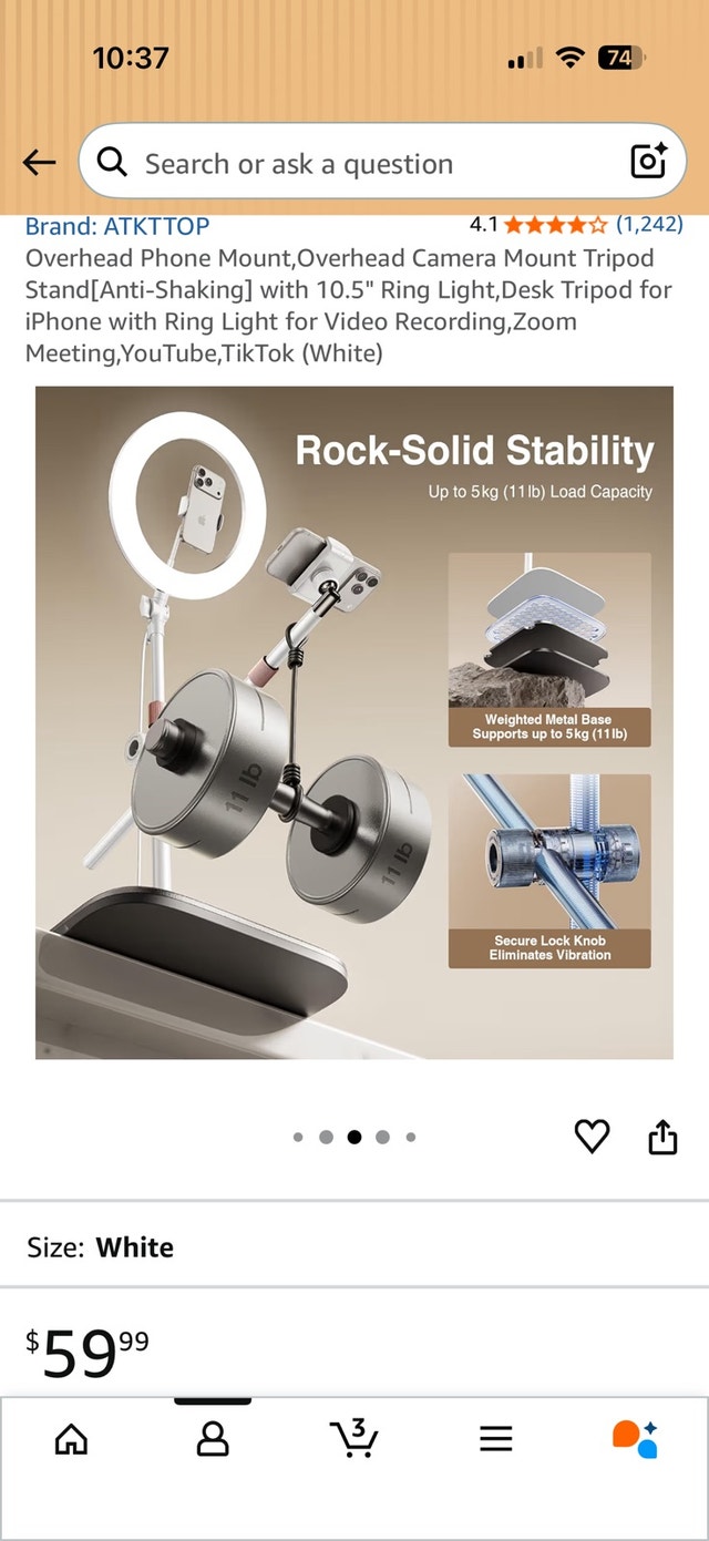Phone mount, phone holder, phone stand with light, tripod - photo 3