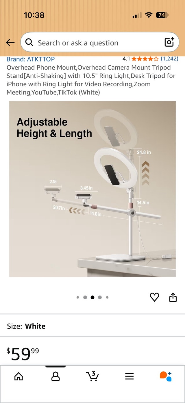 Phone mount, phone holder, phone stand with light, tripod - photo 4