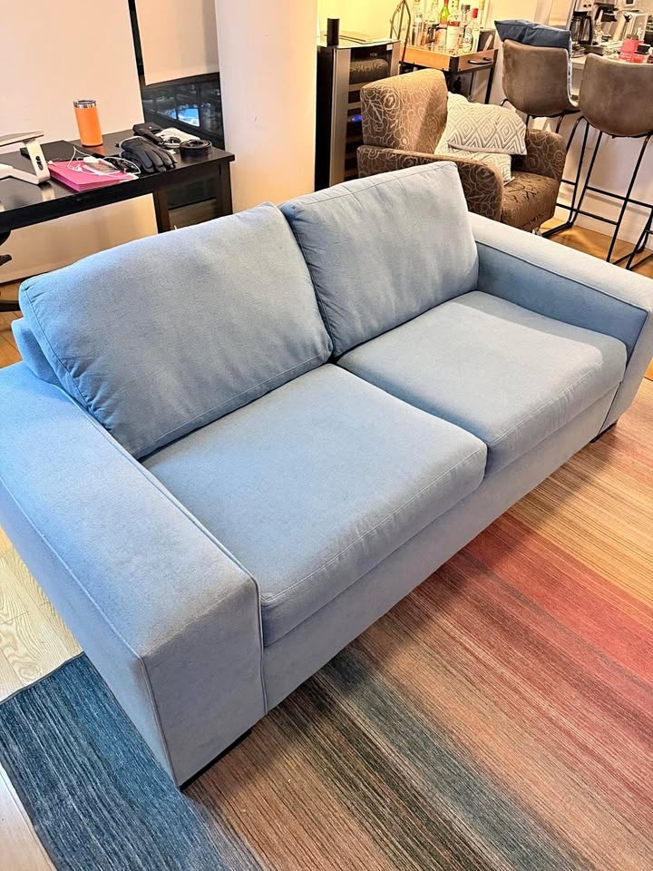 Blue Cotton Sofa 84" x 42"
