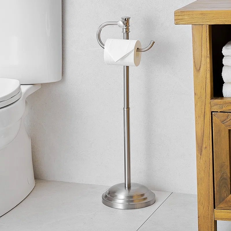New Bathroom Free Standing Toilet Paper Holder with Weighted Bas