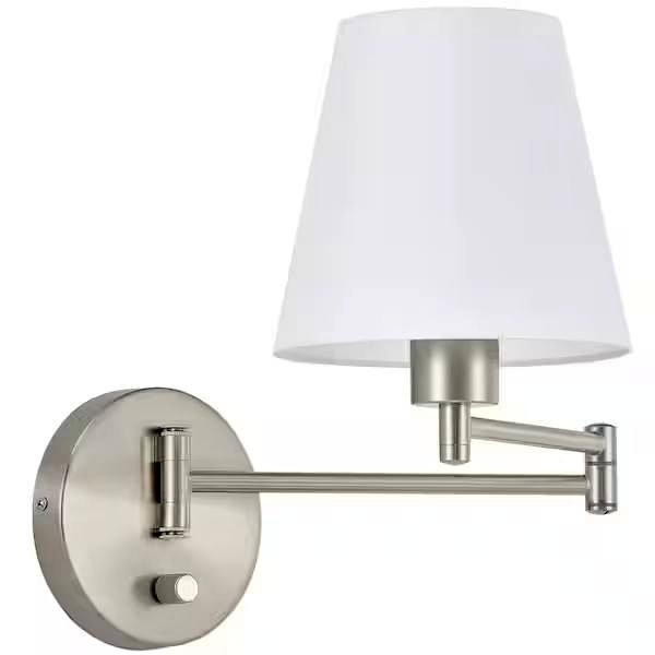 New Modern 1-Light Nickel Swing Arm Wall Lamp