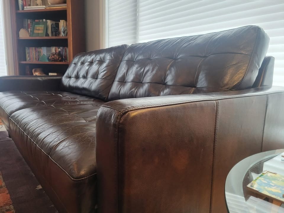 2 Leather Sofas and Ottoman - photo 3