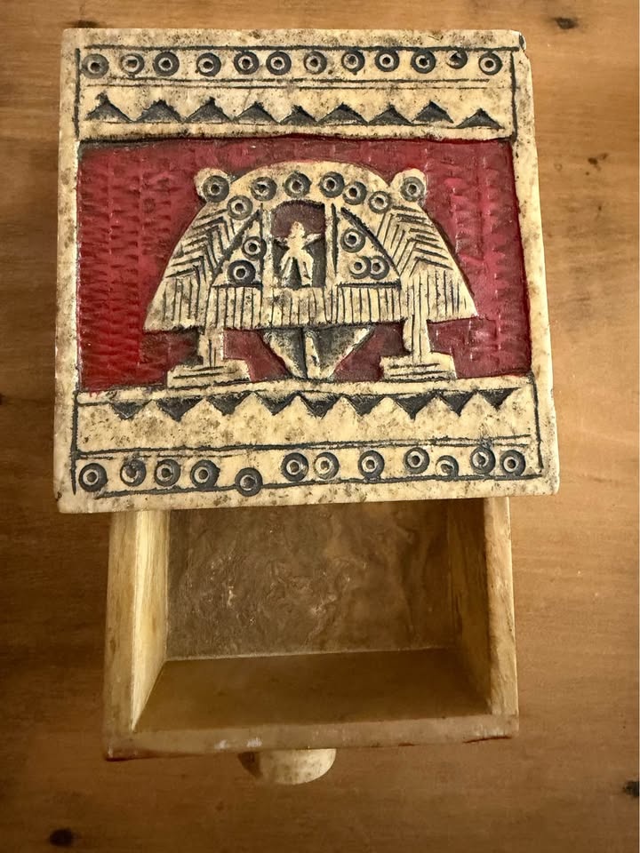 Carved Stone Decorative Box with Drawer - photo 2
