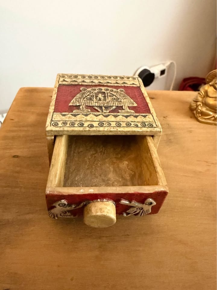 Carved Stone Decorative Box with Drawer - photo 3