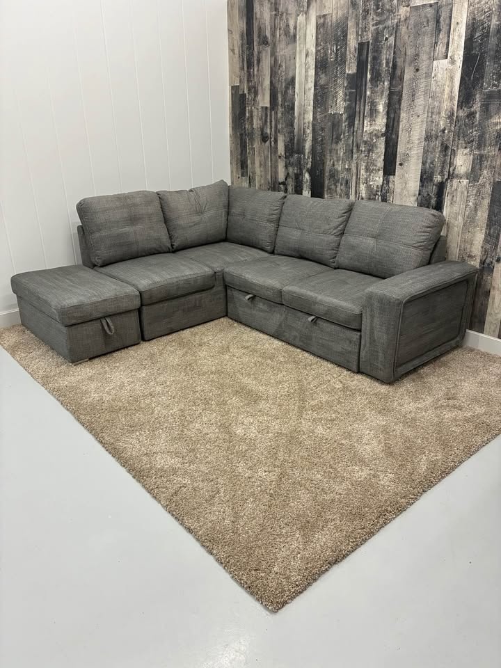 Grey Sleeper Sectional with Storage Ottoman - photo 2