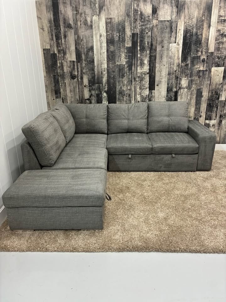 Grey Sleeper Sectional with Storage Ottoman - photo 3