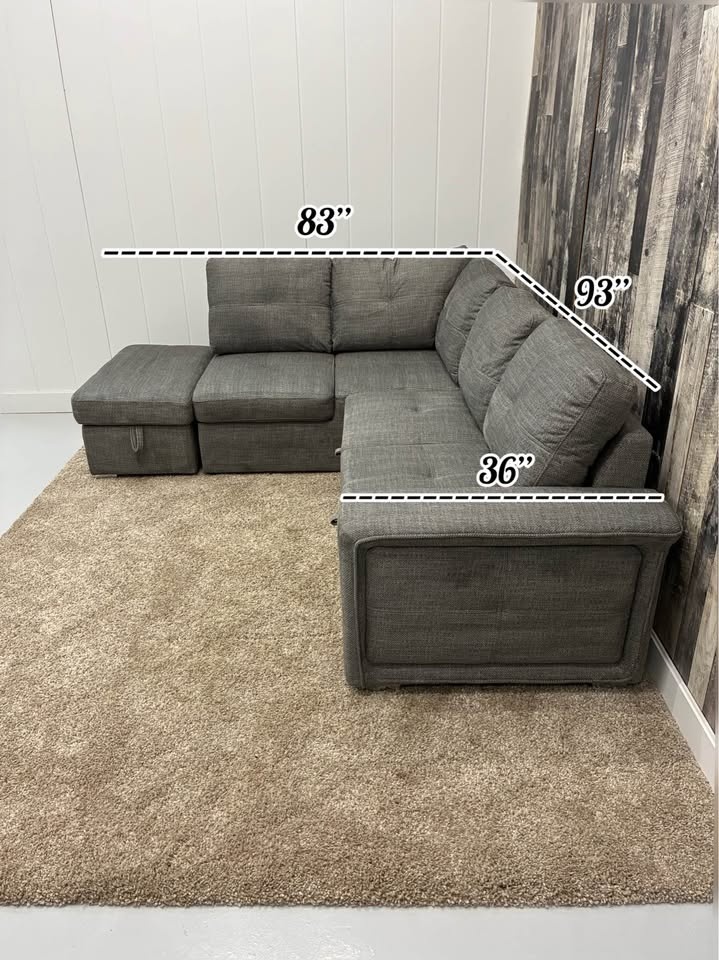 Grey Sleeper Sectional with Storage Ottoman - photo 5