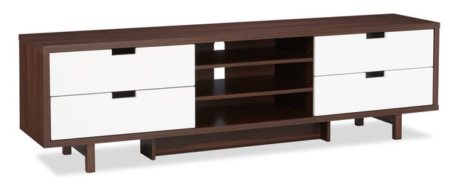 Lovran 71" Modern TV Stand - Dark Walnut & White - photo 2