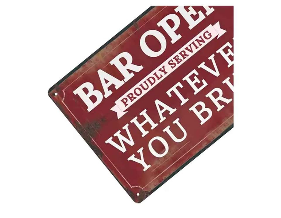 Brand new set of 2 vintage metal funny bar tin decor - photo 5