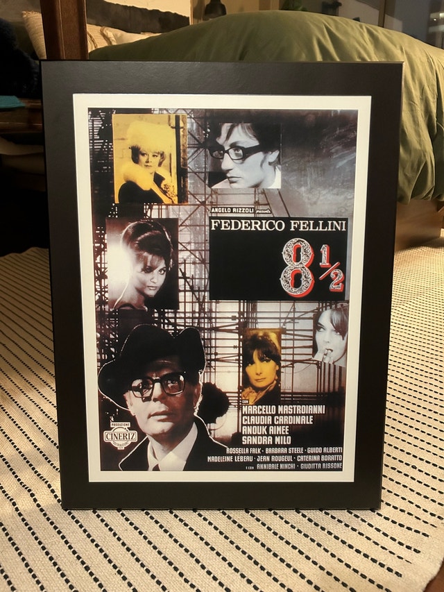 Framed Federico Fellini “8½” Movie Poster Print (Matted, Black)