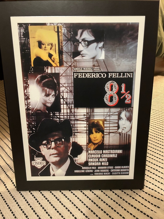 Framed Federico Fellini “8½” Movie Poster Print (Matted, Black) - photo 2