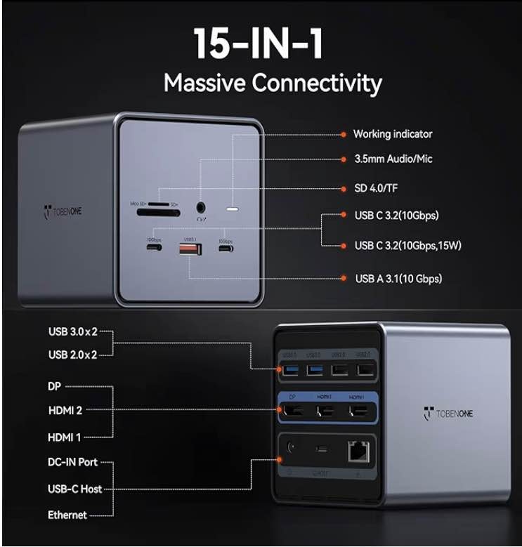 TobenONE USB C Docking Station Dual/Triple Monitors - photo 2