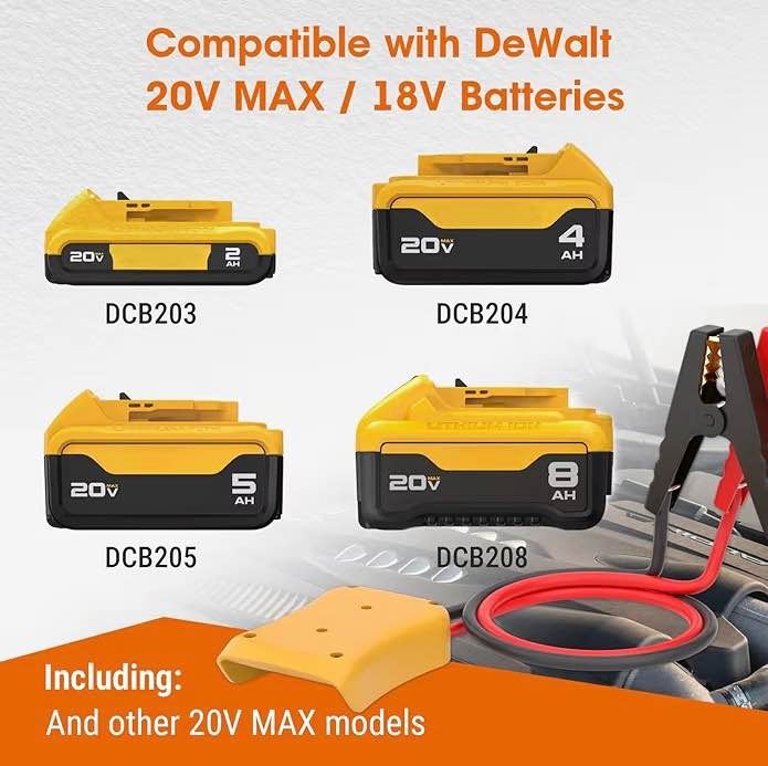 Car Jumper Cables w/ DE.Walt 20V Adapter - photo 2
