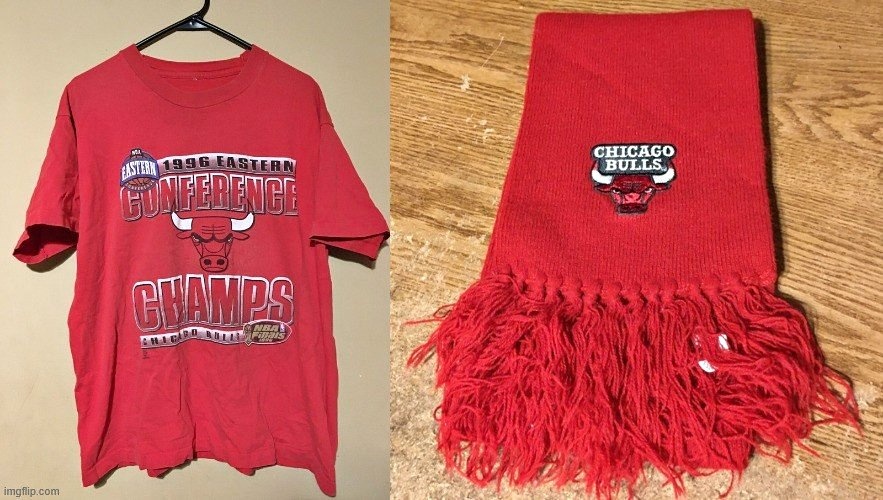 1996 Chicago Bulls Eastern Conference Champs Shirt & Scarf