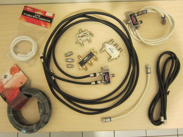 Coaxial Cables, Splitters & Connectors - Various Lengths