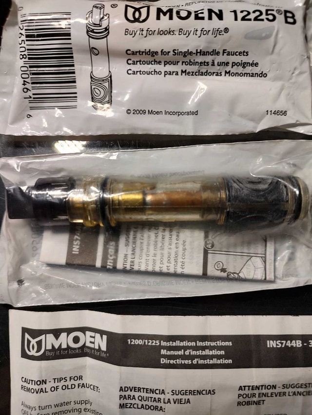 Brand New MOEN faucet cartridge with installation instructions