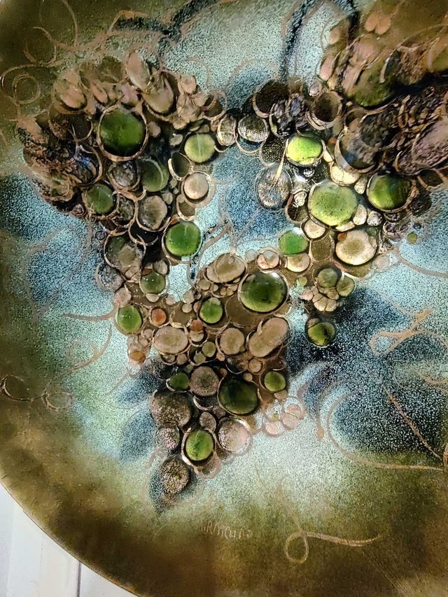Handmade Decorative Metal Plate with Enamel Grapes - photo 2