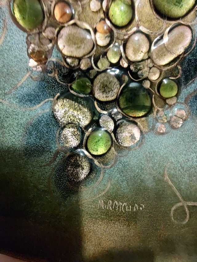 Handmade Decorative Metal Plate with Enamel Grapes - photo 5