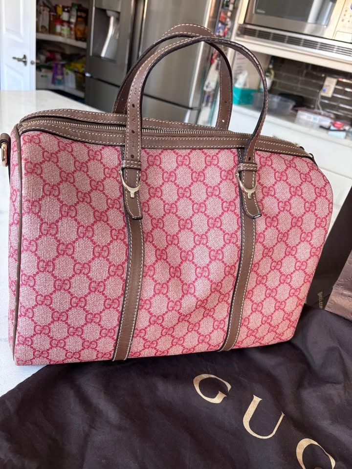 Gucci Red & Brown Monogram Joy Boston Bag - photo 2