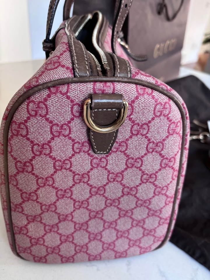 Gucci Red & Brown Monogram Joy Boston Bag - photo 4