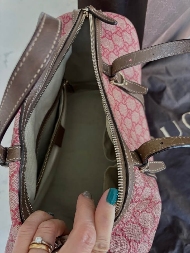 Gucci Red & Brown Monogram Joy Boston Bag - photo 5