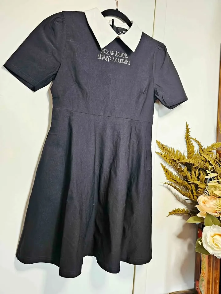 Size L Killstar Wednesday Addams Black Dress thumbnail