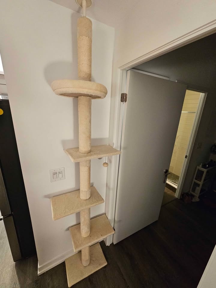 Beige Floor-to-Ceiling Cat Tree Adjustable Height - photo 4