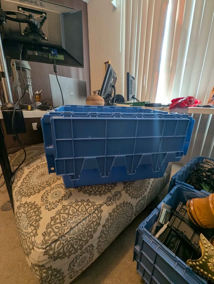 Heavy-Duty Industrial Storage Bins w/ Hinged Lids - Blue - photo 2