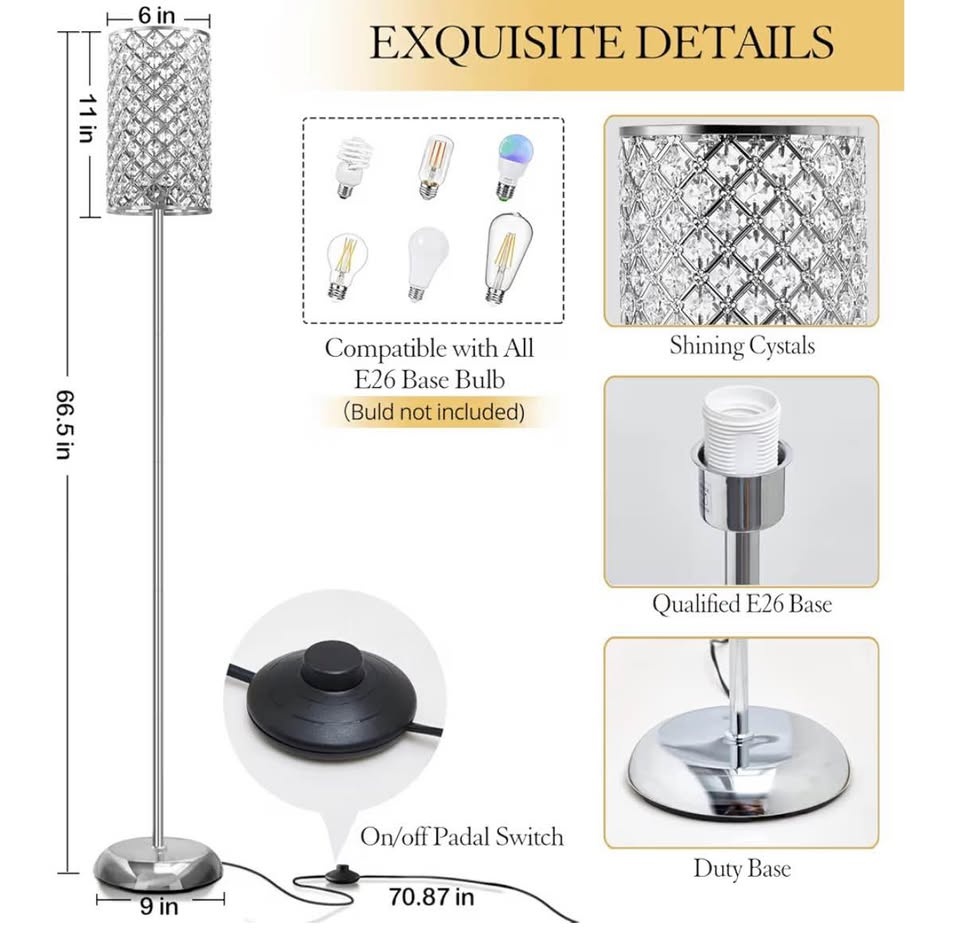 Brand New RAYINIGHT Crystal Floor Lamp – Elegant & Modern - photo 2