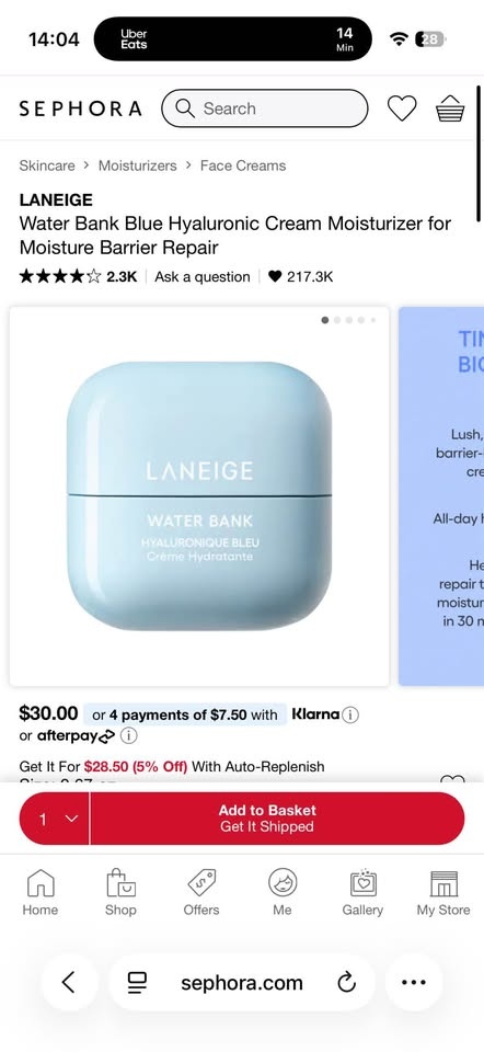 LANEIGE Water Bank Blue Hyaluronic Cream Moisturizer - photo 2