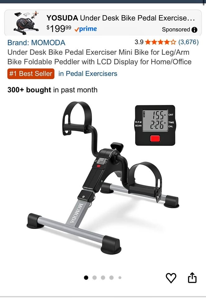 Under Desk Bike Pedal Exerciser Mini Bike for Leg/Arm Bike Folda