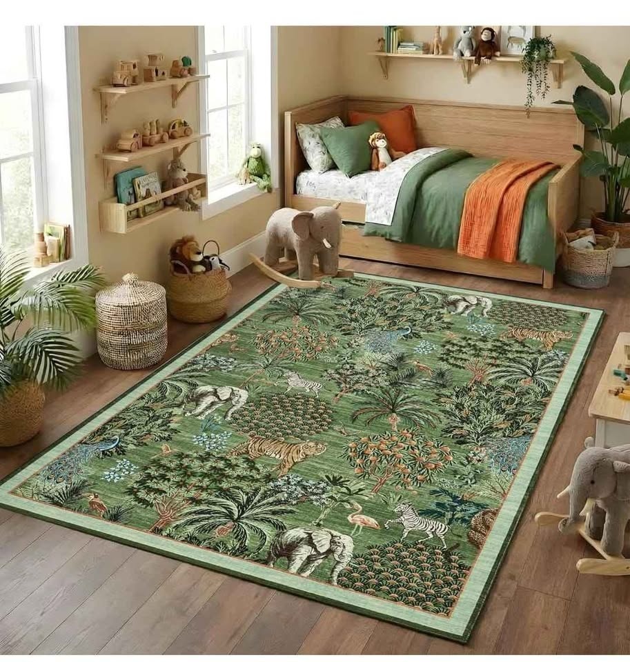Jungle 8x10 Area Rug - Washable Forest Design - photo 3