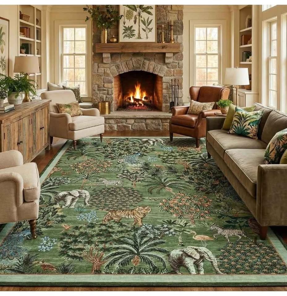 Jungle 8x10 Area Rug - Washable Forest Design - photo 5