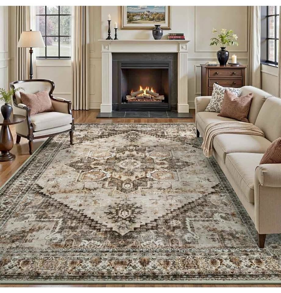 Beige Rugs for Living Room 6x9 Area Rug