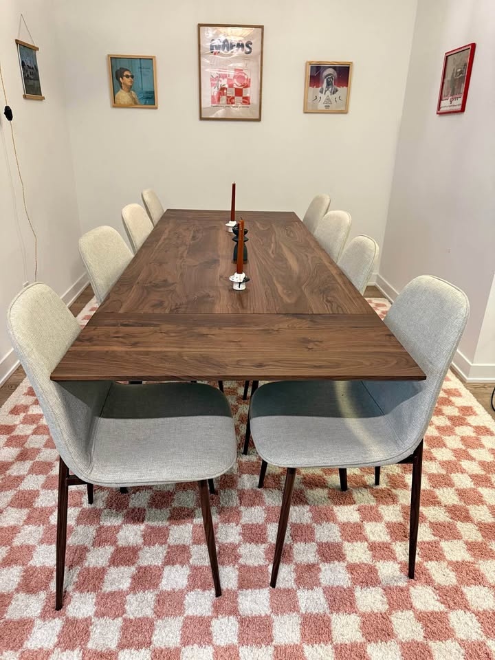 9-Piece Mid-Century Modern Extendable Walnut Dining Set