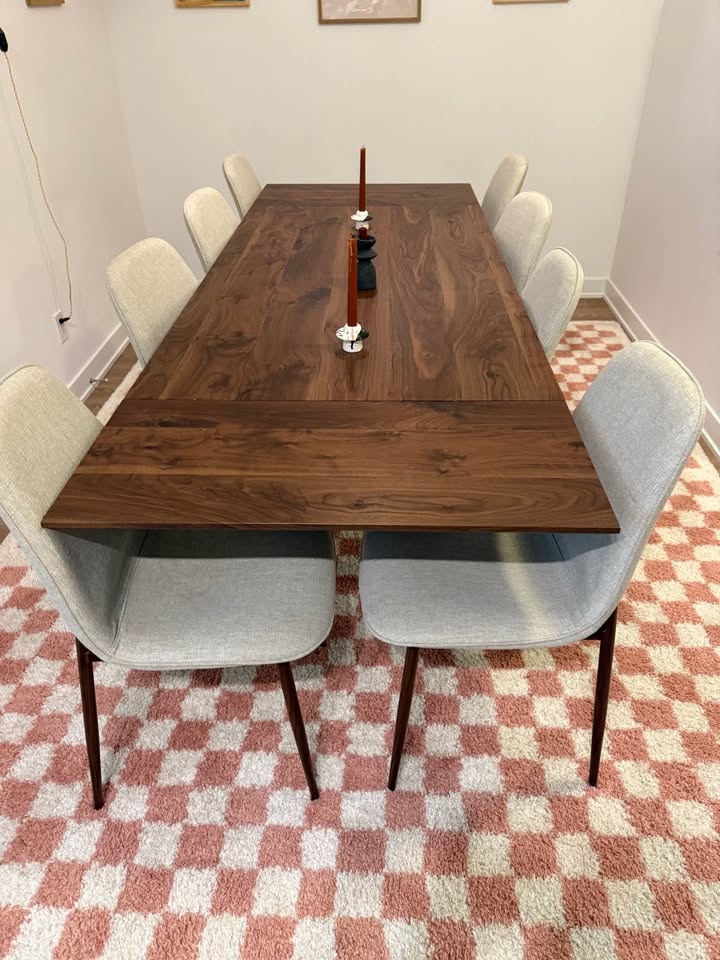 9-Piece Mid-Century Modern Extendable Walnut Dining Set - photo 2