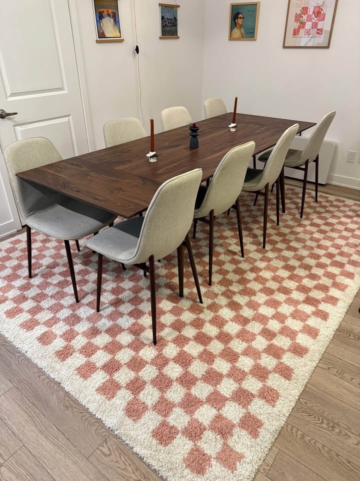 Pink Checkered Shag Area Rug - photo 2