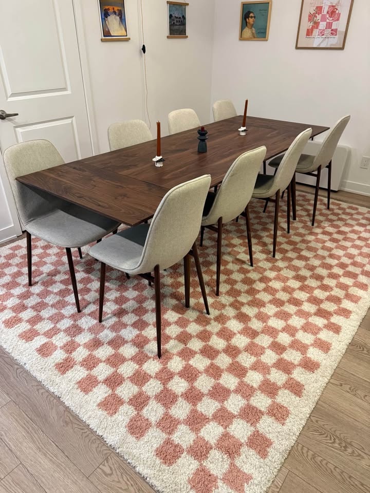 Pink Checkered Shag Area Rug - photo 3