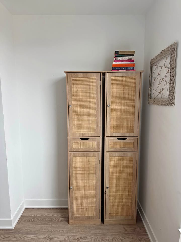 2 Tall Cane Storage Cabinets