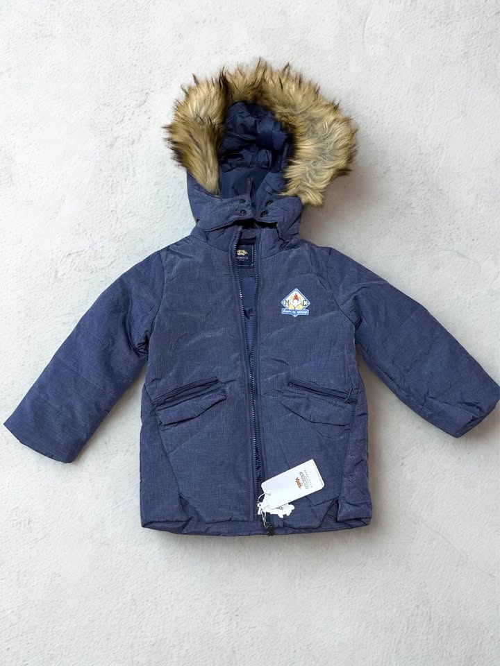 MOMOCO Kids Blue Rugby Winter Jacket Faux Fur Hood 6Y/110 - photo 2