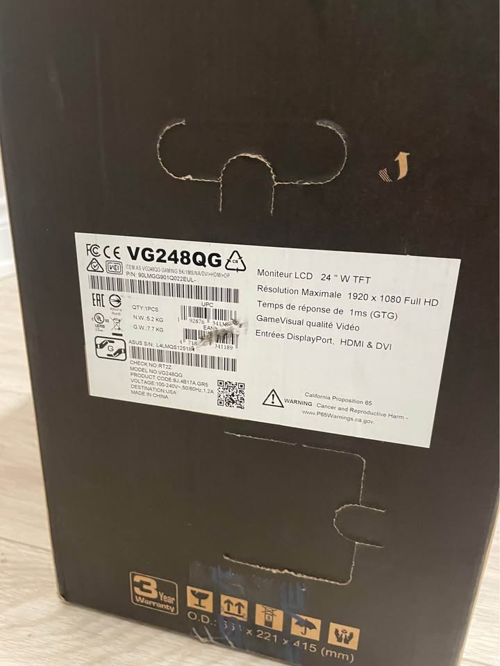 ASUS 24” 165Hz Gaming Monitor (VG248QG) – Like New w/ Box - photo 5