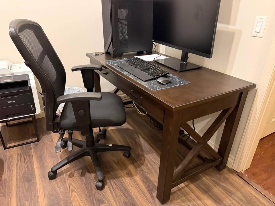 Dark Wood Office Desk - photo 2