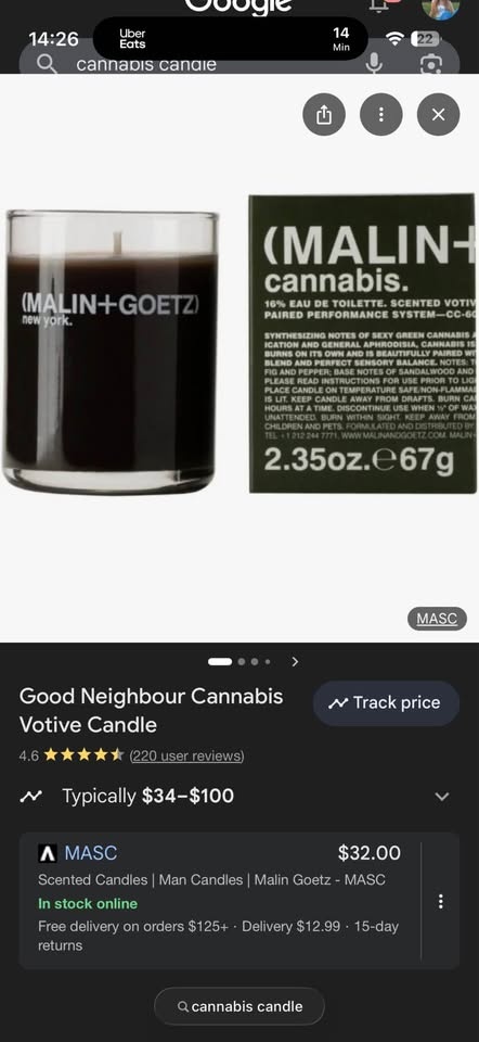 Malin+goetz Cannabis Votive Candle - photo 2